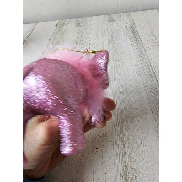 Glitter feather pink elephant ornament sparkle Xmas tree - Picture 6 of 8